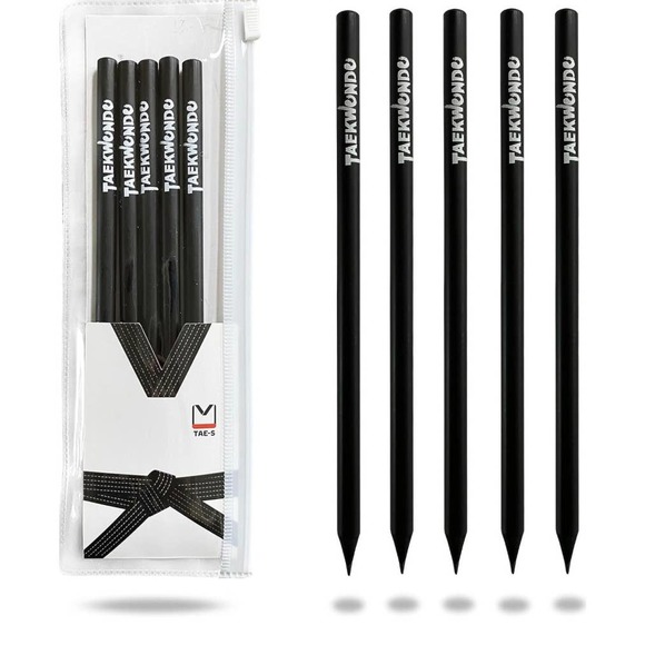 TAE-S Taekwondo Wooden HB Pencils with White Clear PVC Case sporting gear - Picture 1 of 5